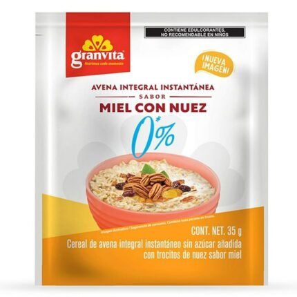 Avena integral Granvita instantánea sabor miel con nuez 35 g