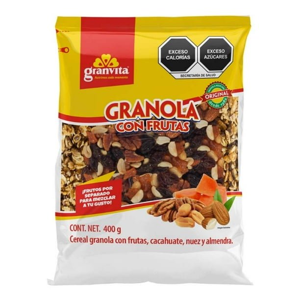 00009433141056L-1.jpg Granola Granvita con frutas, cacahuate, nuez y almendra 400 g - Imagen 1