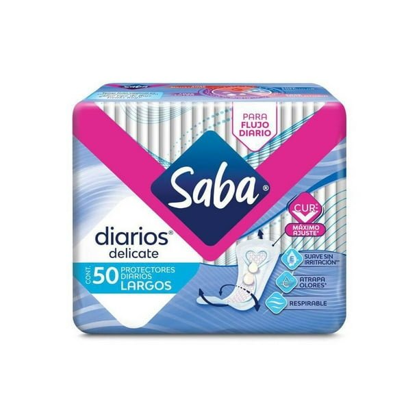 00750101904088L-1.jpg Protectores diarios Saba delicate largo 50 pzas - Imagen 1