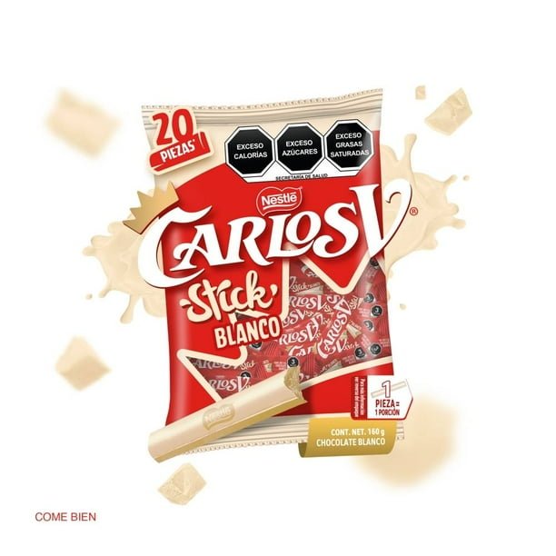 00750105865429L.jpg Chocolate blanco Carlos V 20 pzas de 8 g c/u - Imagen 1