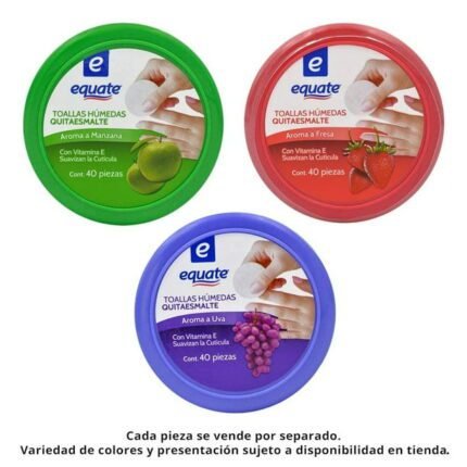 Toallas húmedas quitaesmalte Equate varios aromas con 40 pzas