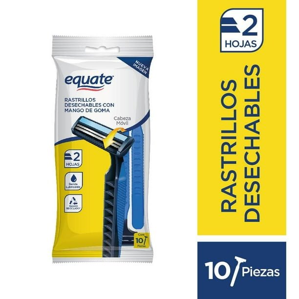 00750179165770L-1.jpg Rasuradoras Equate para hombre antidesliz mango de goma 10 pzas - Imagen 1