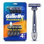 Rastrillo Gillette Prestobarba3 con 3 hojas para rasurar la barba al ras, 4 pzas