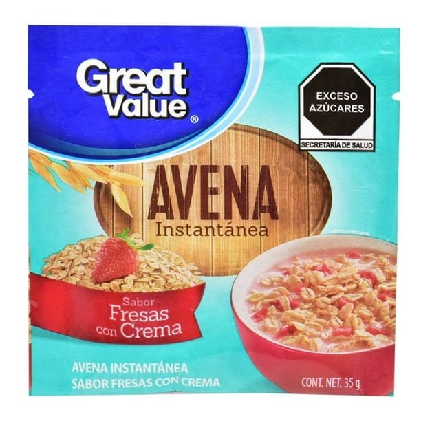 15075e62-49fb-422c-9020-d65f964ee9a2.42ac0d32394be166f52c81ca4400ce45.jpeg Avena instantánea Great Value sabor fresas con crema 35 g - Imagen 1