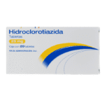 Hidroclorotiazida 25 mg 20 Tabletas